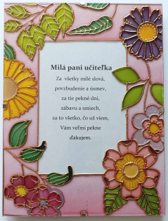 Fotorámček maľovaný na sklo na fotku 10x15cm - Kvety 03