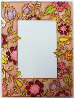 Fotorámček maľovaný na sklo na fotku 10x15cm - Kvety 04