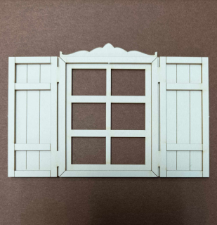 Lepenkový výrez chipboards, 2D Okno s okenicami