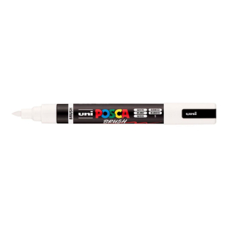 Uni Posca fixka PC-5M, 1-4 mm, biela so štetcovým hrotom