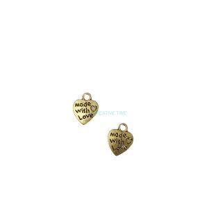 Prívesok starobronz srdce made with love 1,1 x 0,9 cm