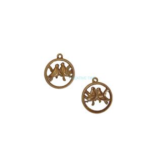 Prívesok starobronz vtáčiky v kruhu 2,3 x 2 cm
