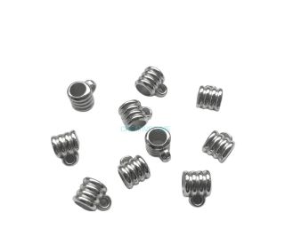 Plastová korálka valček s očkom 8x8 mm - strieborná - 10 ks
