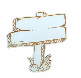 Drevený výrez tabuľka smerovka 8x8 cm