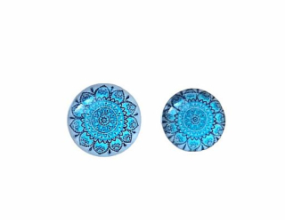 Kabošon mandala modrá, 14 mm