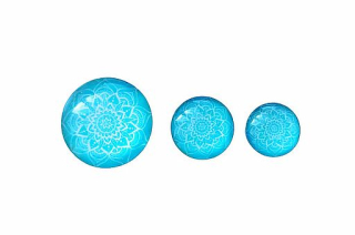 Kabošon mandala tyrkysová, 12 mm