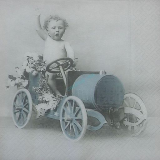 Servítka vintage chlapec v autíčku